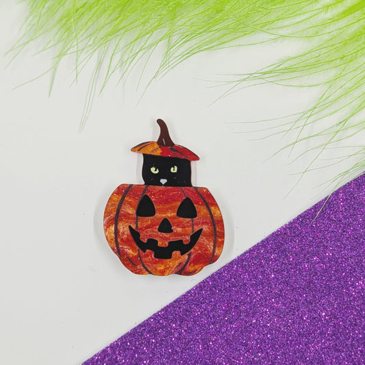 Pumpkin Cat Brooch